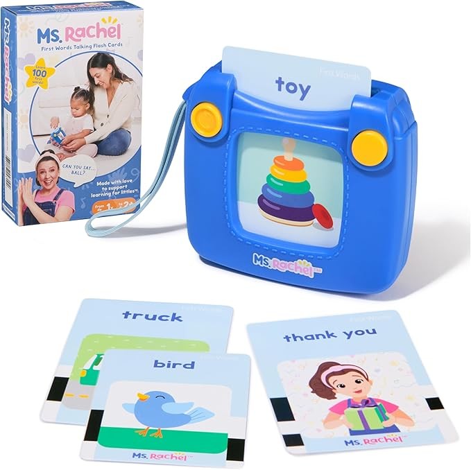 Ms. Rachel Official First Words Talking Flash Cards with Electronic Reader, 100 Words, Educational Toys & Toddler Toys for Girls & Boys Ages 1-2+