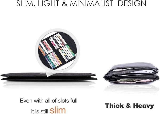 iN. Slim credit card holder wallet, Gift card display case, Minimalist light thin card storage case rfid blocking for men & women, with 28 slots in black