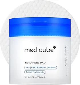 Medicube Zero Pore Pads 2.0, Dual-Textured Facial Toning Pads for Exfoliation and Pore Care, with 4.5% AHA Lactic Acid and 0.45% BHA Salicylic Acid, for All Skin Types, Korean Skincare (70 Pads)