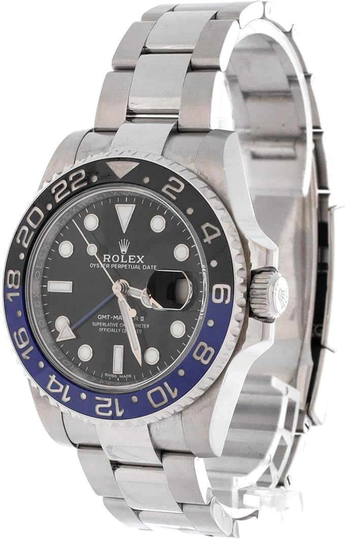 Pre-owned Oyster Perpetual Date GMT-Master II Batman Automatic Watch in Stainless Steel and Cerachrom 40, Silver