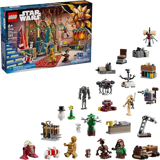 LEGO Star Wars Advent Calendar 2025 Kids Toy - Holiday Countdown Playset with 24 Toys for Boys & Girls, Ages 6+ - Includes C-3PO & BB-8 Minifigures - Star Wars Gift Idea for Christmas - 75418