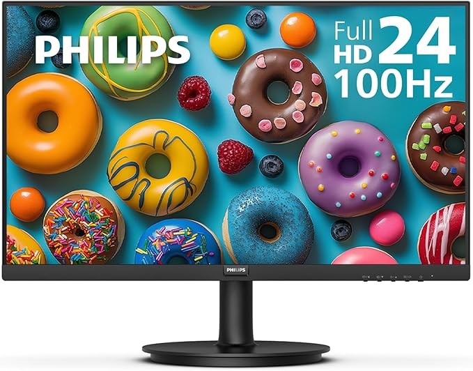 PHILIPS 241V8LB 24 inch Frameless Full HD (1920 x 1080) 100Hz Monitor, VESA, HDMI x1, VGA Port x1, Eye Care, 4 Year Advance Replacement Warranty