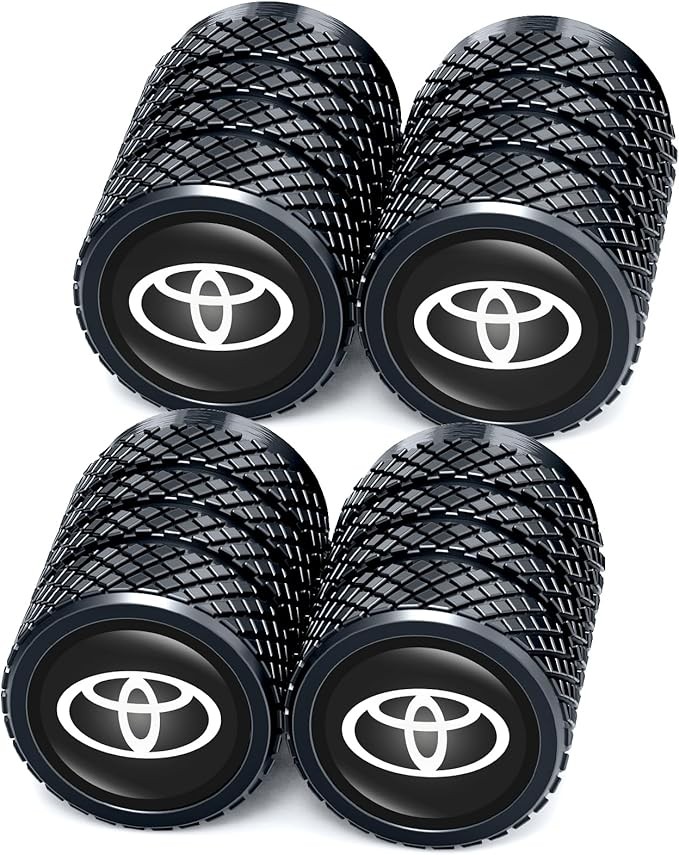 Tire Valve Caps, Copper, Black, Vehicle Specific Fit (Toyota, Corolla, RAV4, Highlander), Passenger Car, Automotive Valve Stem Caps