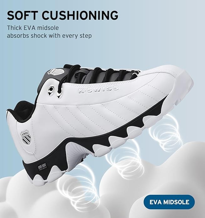 K-SWISS Men's ST329 CMF Sneaker, Wide Tennis Dad Walking Shoes Leather Upper