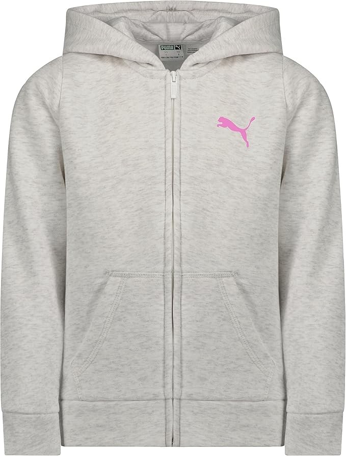 PUMA Girls' Core Logo Zip Up Hoodie