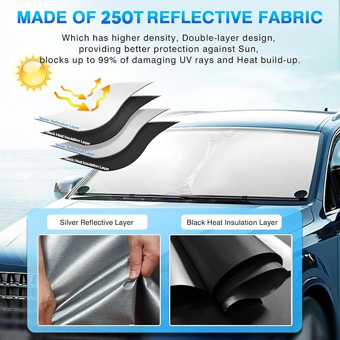 KUST Windshield Sun Shade for 2019-2025 2026 Volvo XC40 Accessories Sunshade Sun Visor Protector Foldable Blocks UV Rays Keep Your Car Cooler