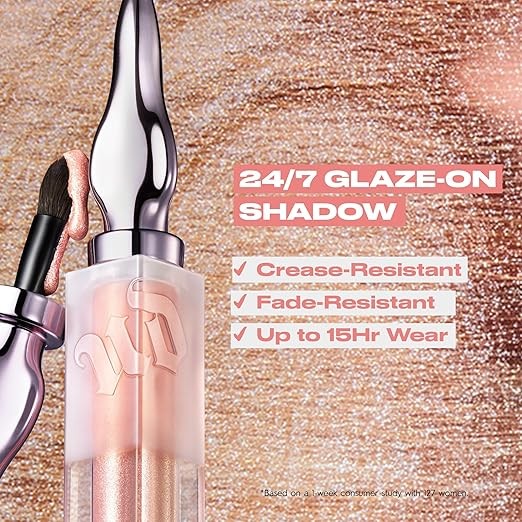 URBAN DECAY 24/7 Glaze-On Liquid Eyeshadow, Crease-resistant, Glitter Eye Makeup with Built-in Brush, Smooth Application, Travel Makeup - 0.1 fl oz