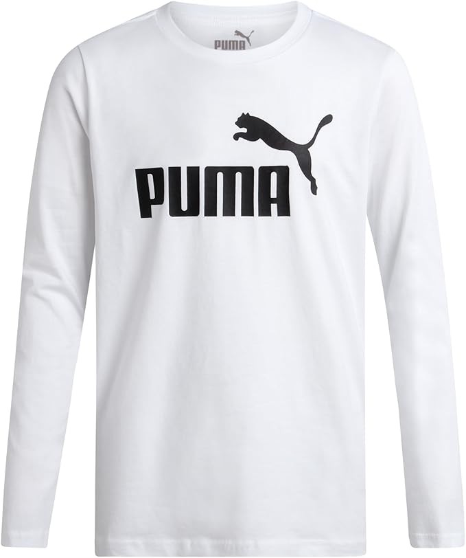 PUMA Boys Long Sleeve Shirts - Breathable Athletic Crewneck Long Sleeve Shirts for Boys - Casual Top Tees (Sizes S-XL)