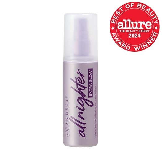 Urban Decay All Nighter Extra Glow Dewy Makeup Setting Spray for Face, Transfer-proof, Long-lasting 16 HR Wear, Hyaluronic Acid & Agave Extract, Radiant Finish, Oil-free, Paraben-free, Vegan - 4 fl oz