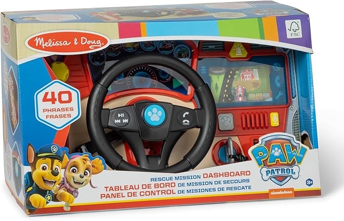Melissa & Doug PAW Patrol Rescue Mission Wooden Dashboard - Kids Activity Board, Toddler Sensory Toys, Pretend Play Driving Toy, Paw Patrol Toys for Kids Ages 3+