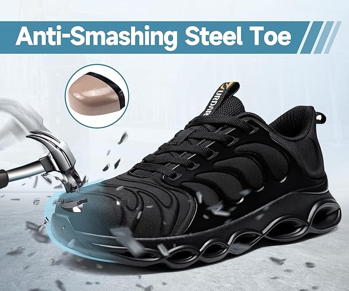 Steel Toe Shoes for Men Comfortable Safety Shoes Work Lightweight Steel Toe Sneakers Breathable Safety Sneakers Industrial Work Footwear