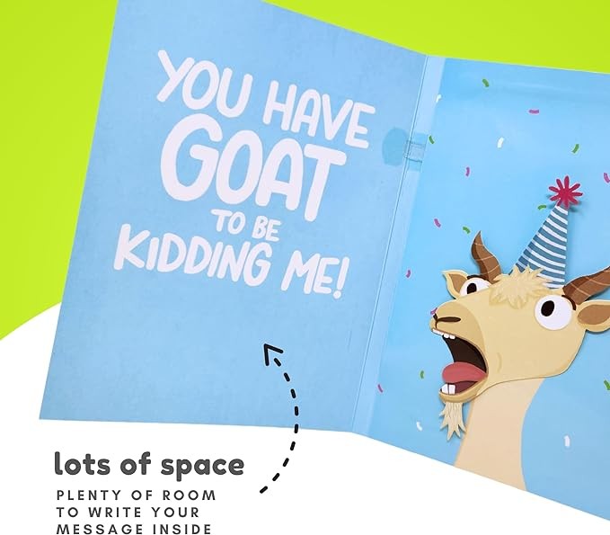 Screaming Goat Birthday Card - Funny Birthday Card for Men Women Kids - Screaming Goat Meme Sound and Shaking Head Motion Bday Greeting Cards 5.25 x 8.18 Inch