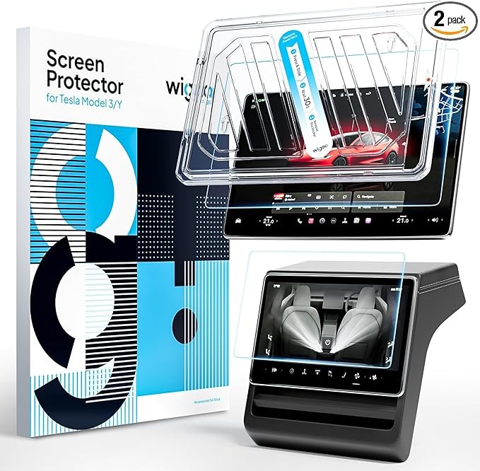 Wigoo Tesla New Model Y Juniper and Model 3 Highland Screen Protector, Matte [Anti-Glare and Anti-Fingerprint] Model 3 (2024~2026)/New Model Y Juniper Accessory, Tempered Glass Protector with Calibrat