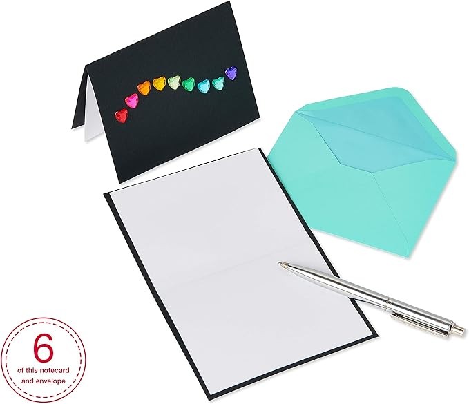 Papyrus Blank Cards with Envelopes, Rainbow Gems (6-Count)