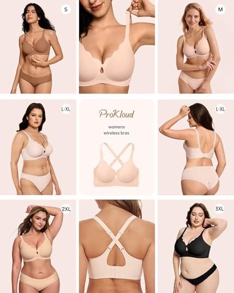 Wireless Bras for Women Wave Push Up No Underwire Bra Seamless Full Coverage Support Bralettes Lift Everyday Bras