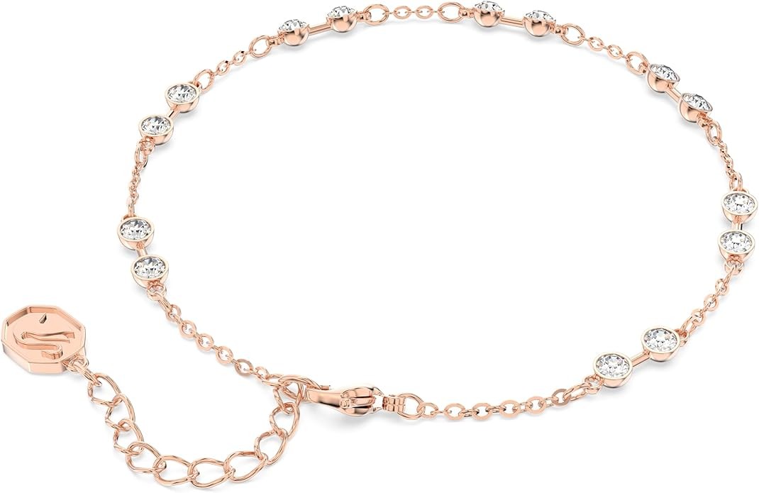 Swarovski Remix Collection strand, Round cut, clear, Rose gold-tone finish