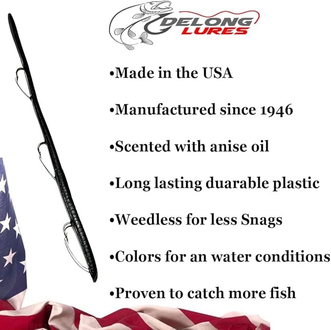DELONG LURES: Weedless Fishing Lures 9" Pre-Rigged Fishing Worms - Weedless Bass Fishing Lures, Prerigged Soft Plastic Worm Fishing Lures for Bass, Pike, Bass Lures Baits Tackle