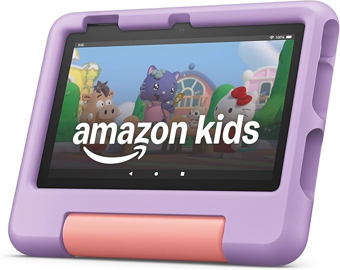 Amazon Fire 7 Kids tablet (newest model) ages 3-7. Top-selling 7" kids tablet on Amazon. Includes 6 months of ad-free and exclusive content, easy parental controls, 10-hr battery, 16 GB, Purple