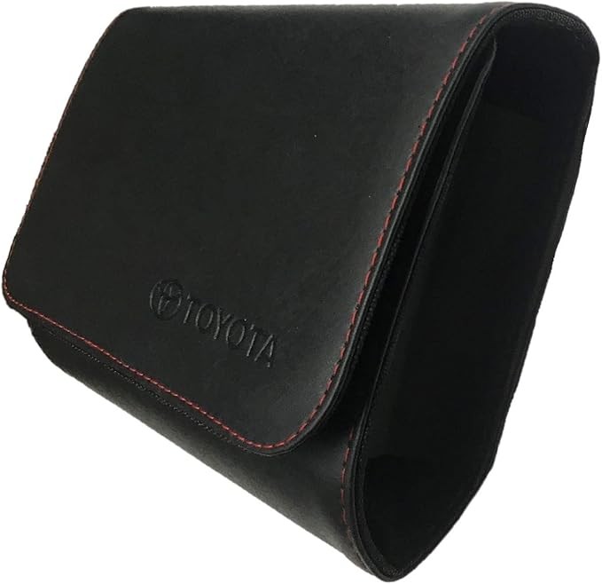 Toyota Genuine Leather RFID Protected Unisex Adults Car Owner's Wallet Portfolio, Black, Minimalist, Embossed, Zipper Closure, 9x7.5x0.5 inches