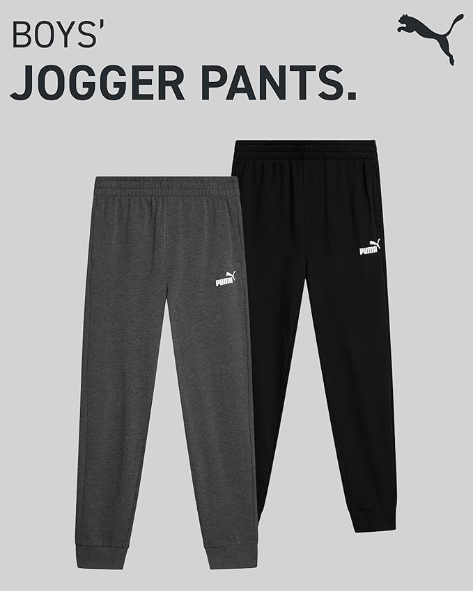 PUMA Boys Sweatpants - 2 Pack French Terry Performance Jogger Pants for Boys - Soft Activewear Jogger Pants (Sizes: S-XL)