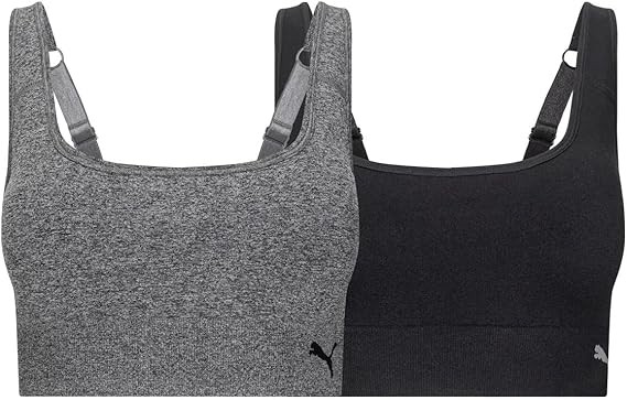 Seamless Bras for Women & Women's Sports Bras Pack with Adjustable Features, 2 Stylish Colors - Black Medium