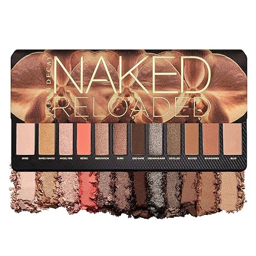 URBAN DECAY Naked Reloaded, Nude Bronze Neutral Eyeshadow Palette, Matte, Metallic, Shimmer Finish, 12 Warm Bronze Eye Shadows, Natural Soft Glam Smokey Eye Makeup, Vegan, Cruelty-free