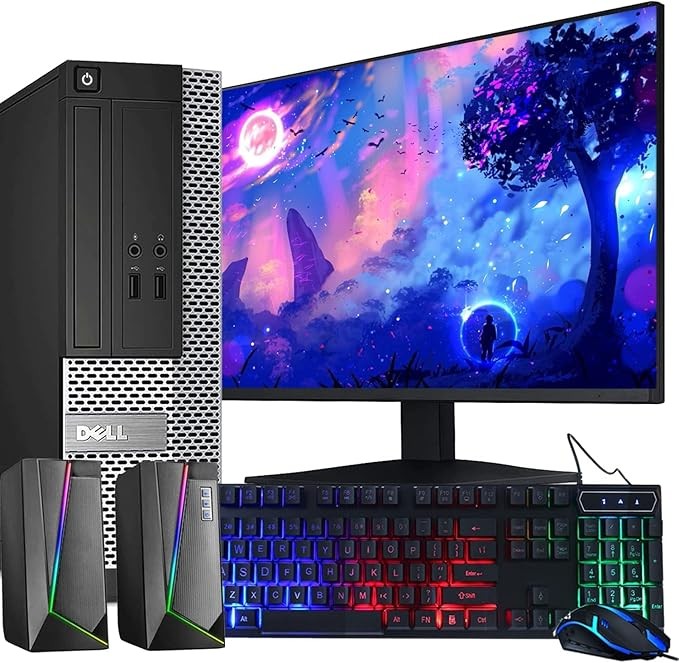 Dell OptiPlex Computer Desktop PC, Intel Core i5 3rd Gen 3.2 GHz, 16GB RAM, 2TB HDD, New 22 Inch LED Monitor, RGB Keyboard and Mouse, WiFi, Windows 11 Pro (Renewed)