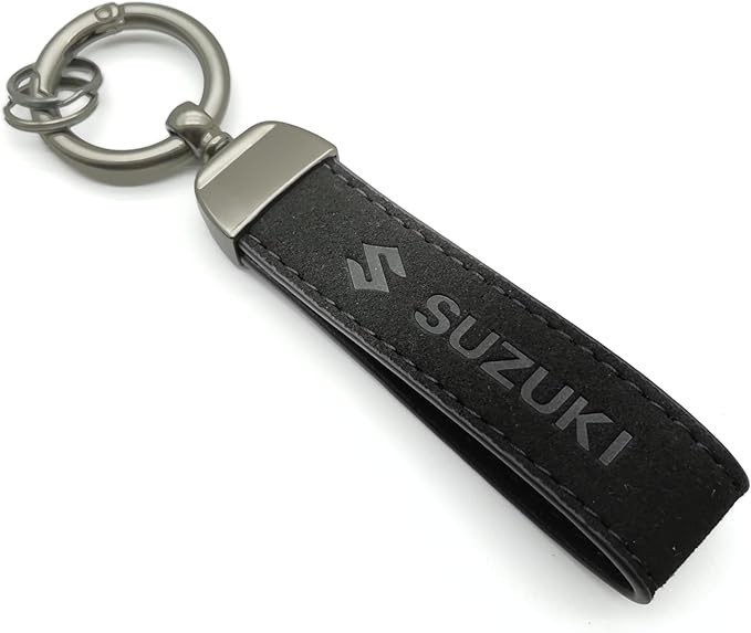 Leather Car Keychain Motorcycle Key Chain Key Fob Holder Keychain Keyrings Alloy Buckle for Suzuki Car Auto Accessory Key Ring