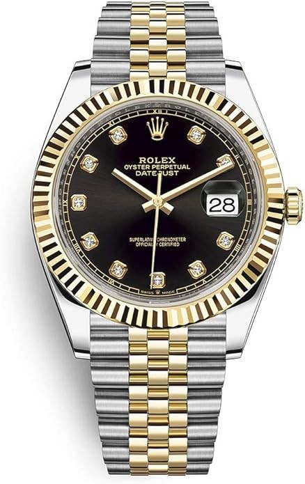 Rolex Datejust 41 Black Diamond Dial Stee and 18K Yellow Gold Jubilee Mens Watch 12633BKDJ
