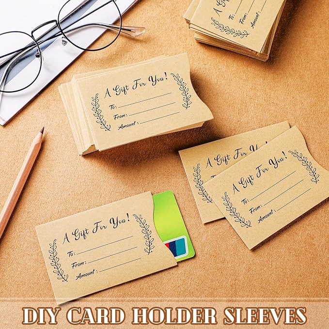 Yinder 600 Pcs Gift Card Envelopes Bulk Thank You Gift Card Sleeves Appreciation Mini Money Cash Envelopes for Blank Hotel Credit Protector for Christmas Party Business, 3. 54 x 2. 36 Inches(Brown)