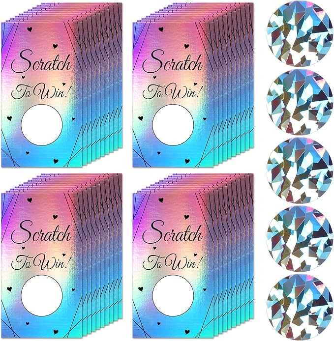 Outus 100 Pieces Gift Certificates Scratch Cards for Small Business Personalized Blank Gift Cards for Holiday, Christmas, Wedding, Birthday, Party Supply(Purple)