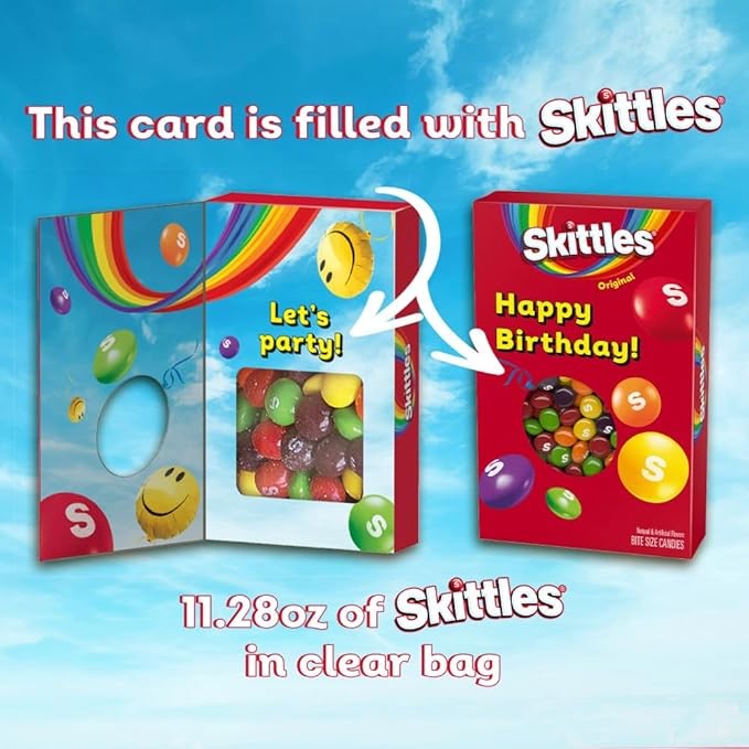 SKITTLES Original Chewy Candy Happy Birthday Card & Gift Box All in One Birthday Present for All Ages, 11.28 Oz Box