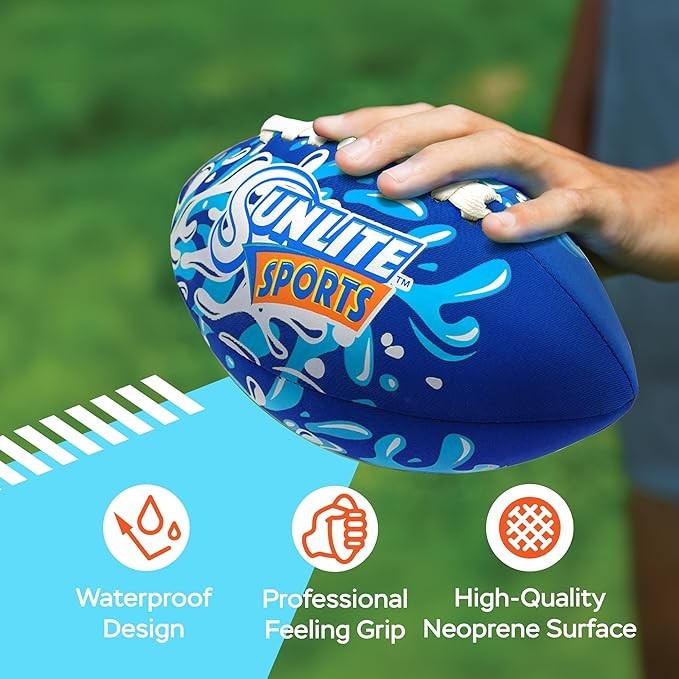 Sunlite Sports Waterproof Football for Lawn Backyard Pool Beach Lake Park Water Toy, Outdoor Play, for Kids Children Teens Adults, Family Fun